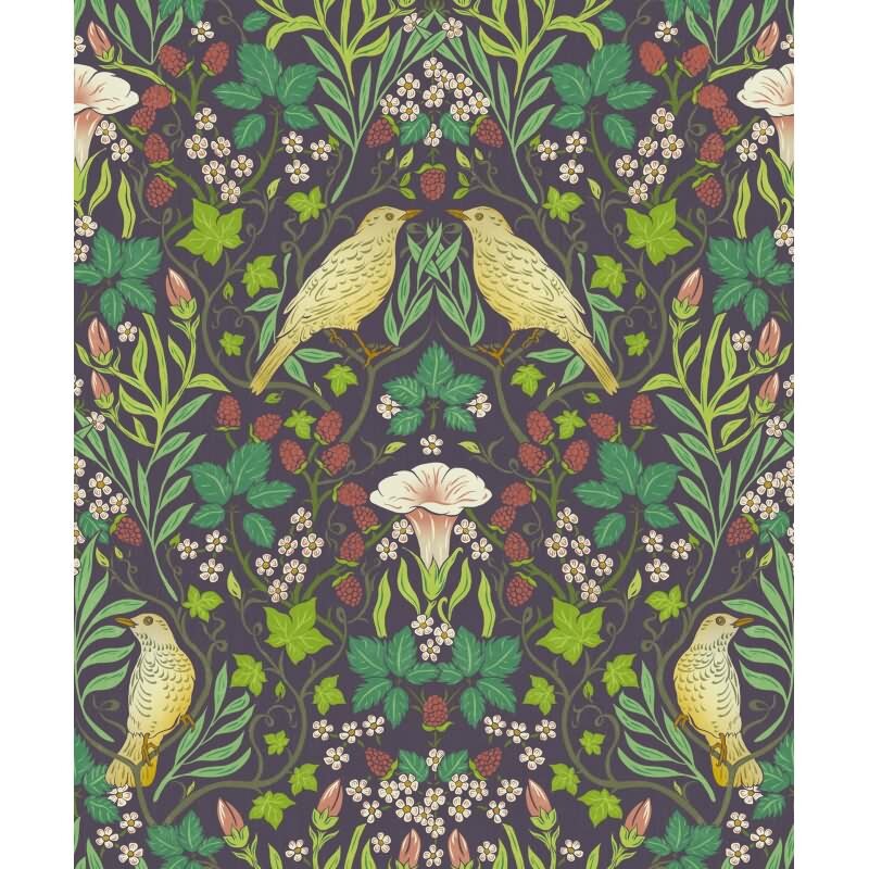 Vliestapete Vögel, Blumen Floral Natur in Schwarz für Wohnzimmer, Schlafzimmer, Lounge (KG-172858)