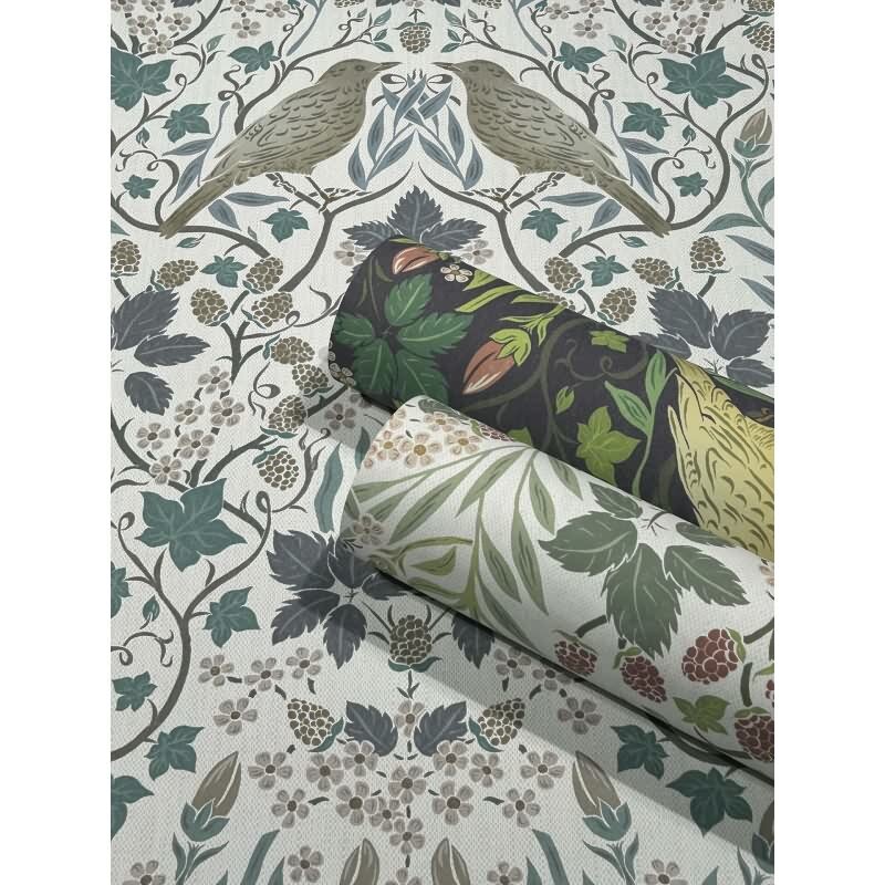 Vliestapete Vögel, Blumen Floral Natur in Schwarz für Wohnzimmer, Schlafzimmer, Lounge (KG-172858)