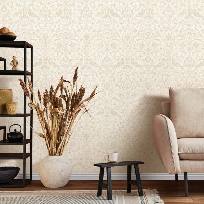 Vliestapete Vögel, Blumen Floral Natur in Grau für Wohnzimmer, Schlafzimmer, Lounge (KG-172862)