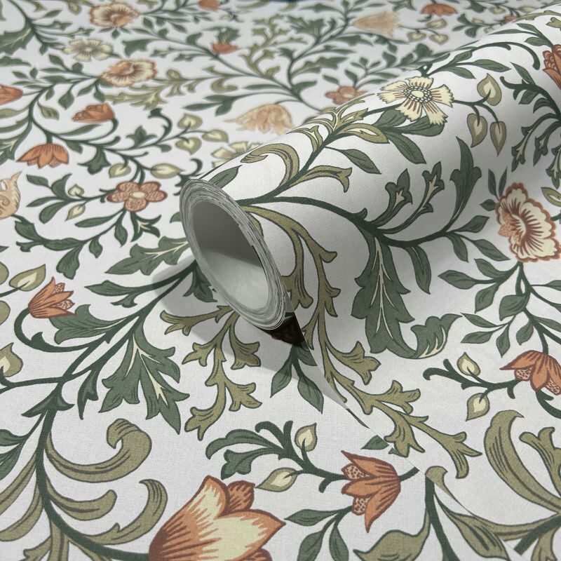 Vliestapete Blumen, Blattmotiv Floral Natur in Weiß für Wohnzimmer, Schlafzimmer, Lounge (KG-172863)