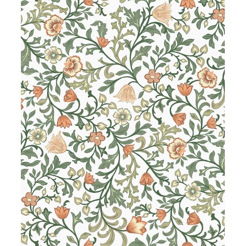 Vliestapete Blumen, Blattmotiv Floral Natur in Weiß für Wohnzimmer, Schlafzimmer, Lounge (KG-172863)