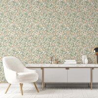 Vliestapete Blumen, Blattmotiv Floral Natur in Wei&szlig;...