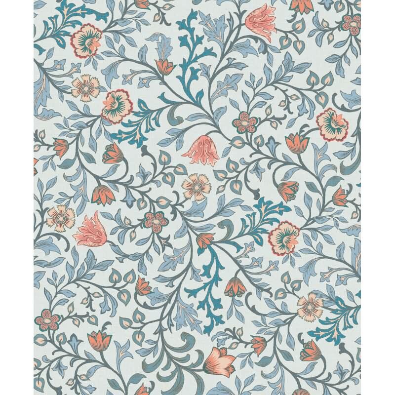 Vliestapete Blumen, Blattmotiv Floral Natur in Blau für Wohnzimmer, Schlafzimmer, Lounge (KG-172864)