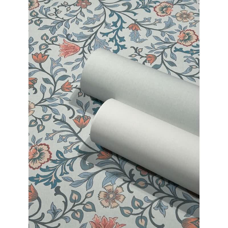 Vliestapete Blumen, Blattmotiv Floral Natur in Blau für Wohnzimmer, Schlafzimmer, Lounge (KG-172864)