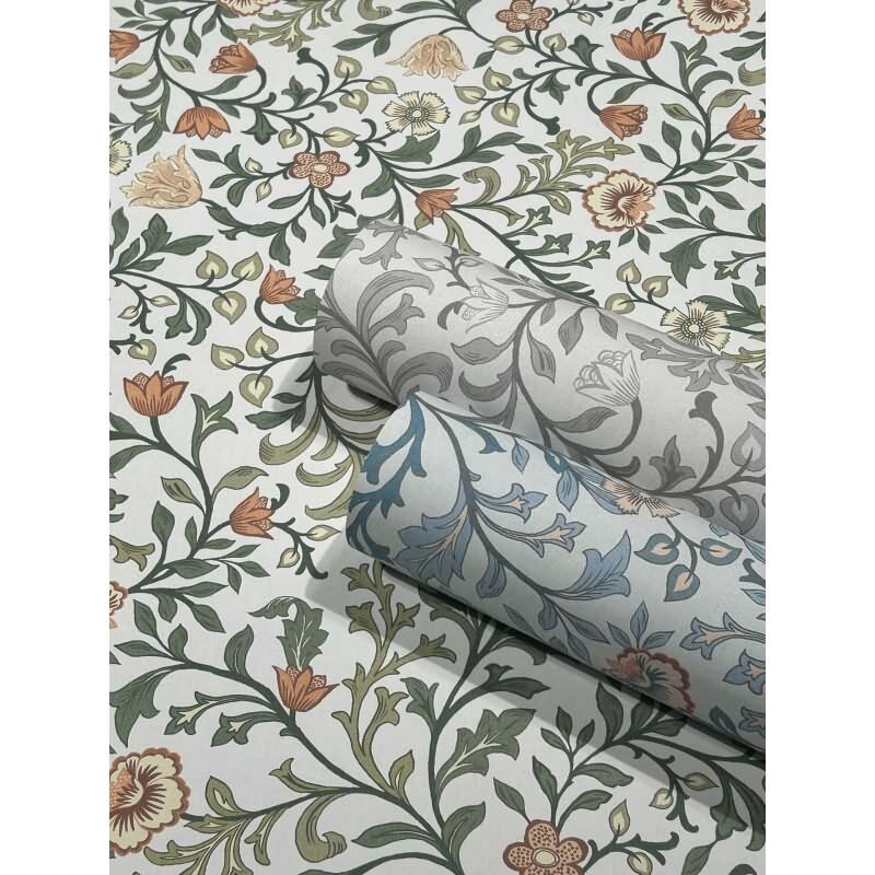 Vliestapete Blumen, Blattmotiv Floral Natur in Blau für Wohnzimmer, Schlafzimmer, Lounge (KG-172864)