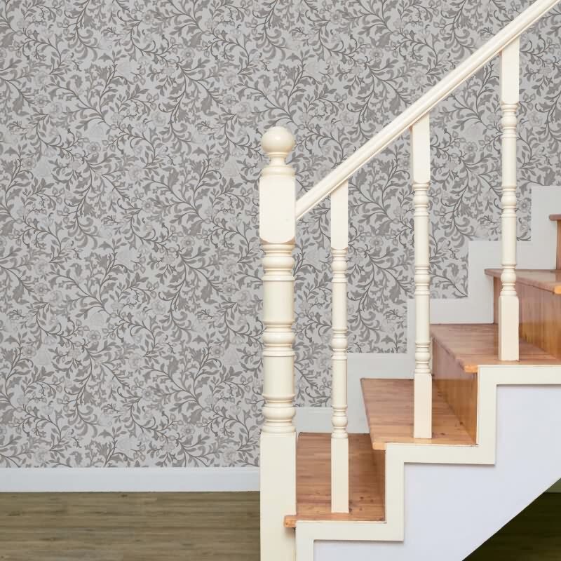 Vliestapete Blumen, Blattmotiv Floral Natur in Grau für Wohnzimmer, Schlafzimmer, Lounge (KG-172865)