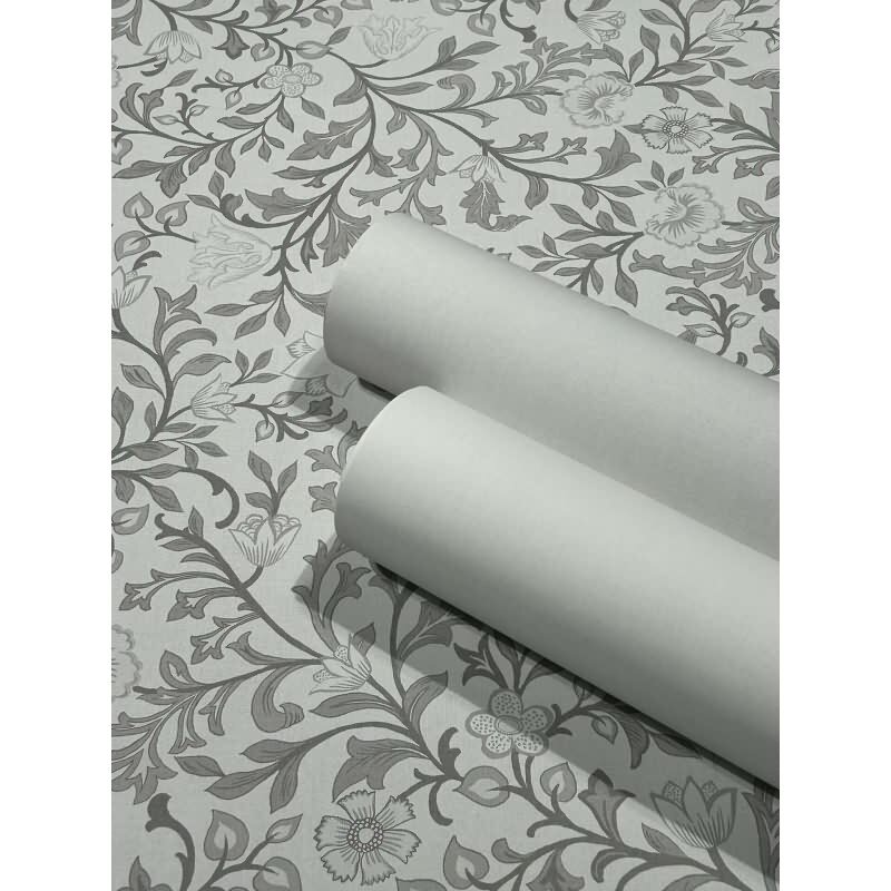 Vliestapete Blumen, Blattmotiv Floral Natur in Grau für Wohnzimmer, Schlafzimmer, Lounge (KG-172865)