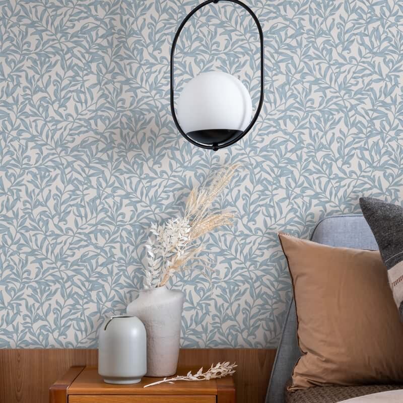 Vliestapete Blätter, Blattmotiv Floral Natur in Blau für Wohnzimmer, Schlafzimmer, Lounge (KG-172878)