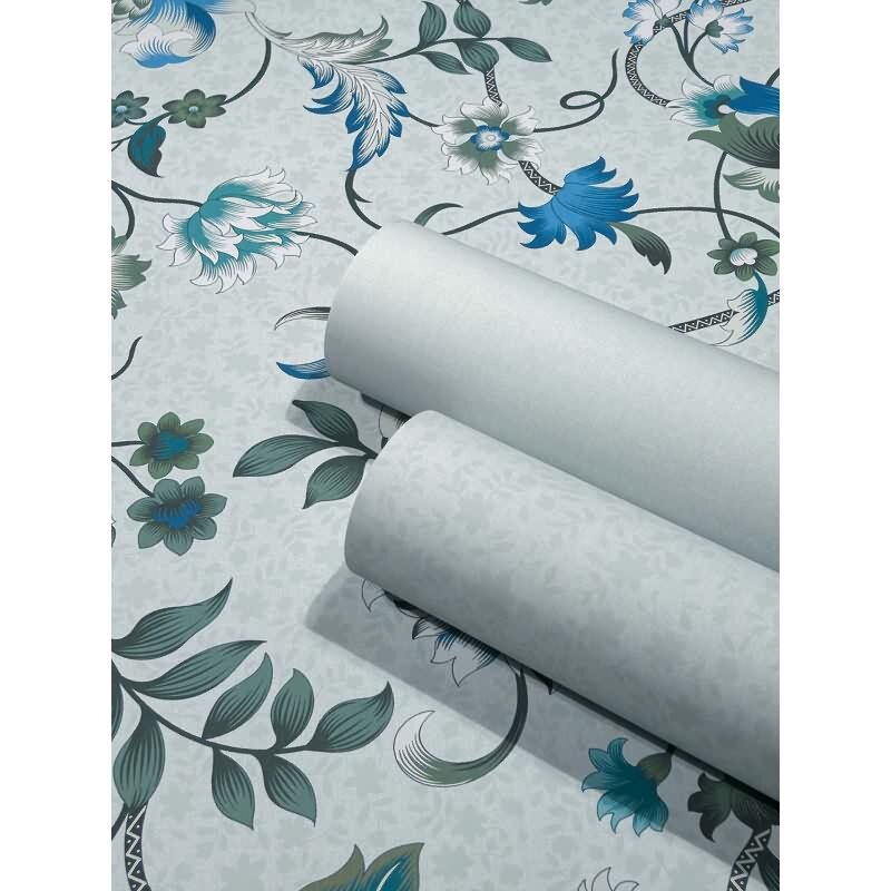 Vliestapete Blätter, Blattmotiv Floral Natur in Blau für Wohnzimmer, Schlafzimmer, Lounge (KG-172881)