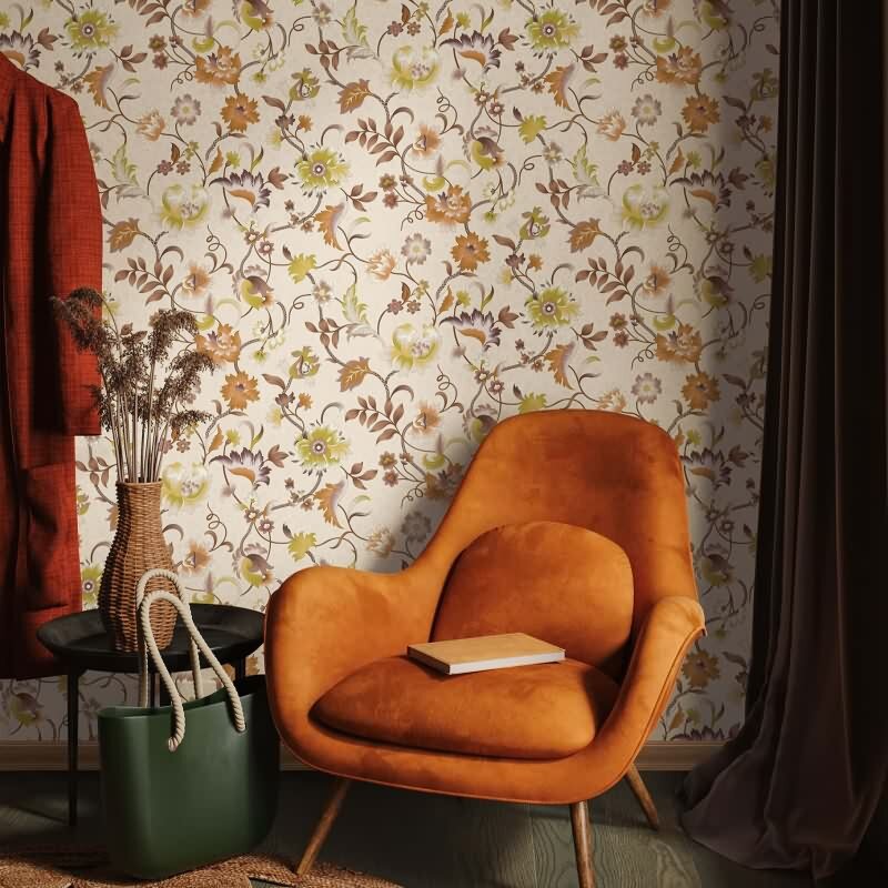 Vliestapete Blumen, Blätter Floral Natur in Rosa-Braun für Wohnzimmer, Schlafzimmer, Lounge (KG-172882)