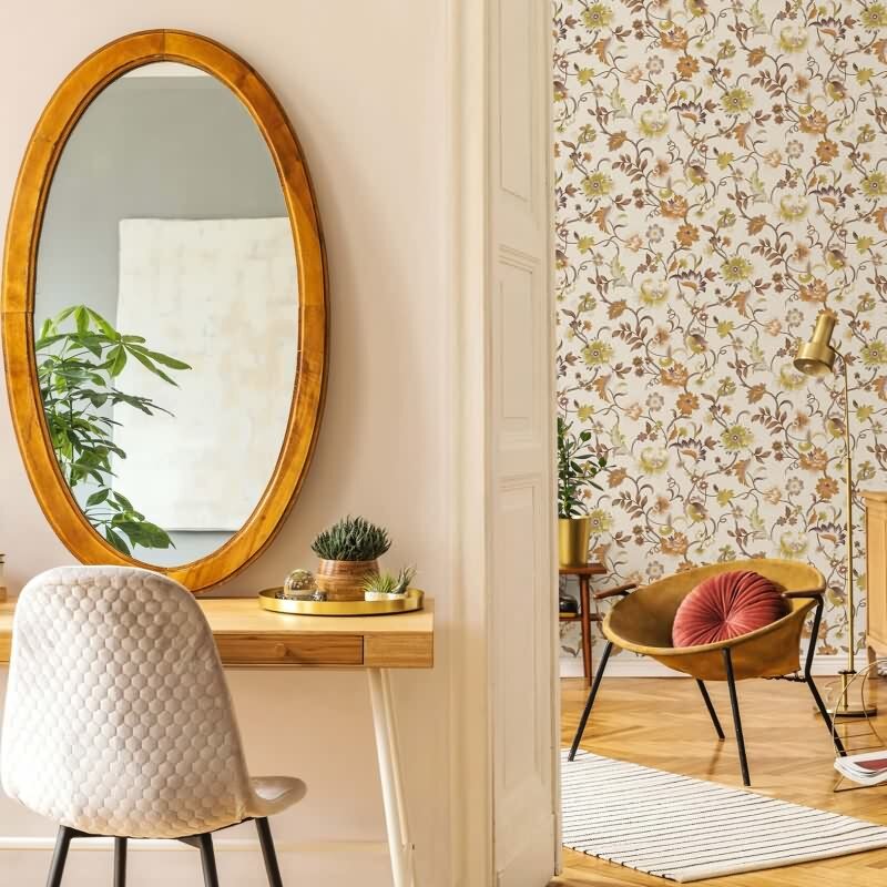 Vliestapete Blumen, Blätter Floral Natur in Rosa-Braun für Wohnzimmer, Schlafzimmer, Lounge (KG-172882)