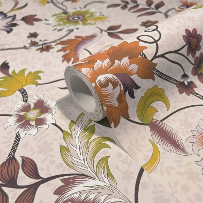 Vliestapete Blumen, Blätter Floral Natur in Rosa-Braun für Wohnzimmer, Schlafzimmer, Lounge (KG-172882)