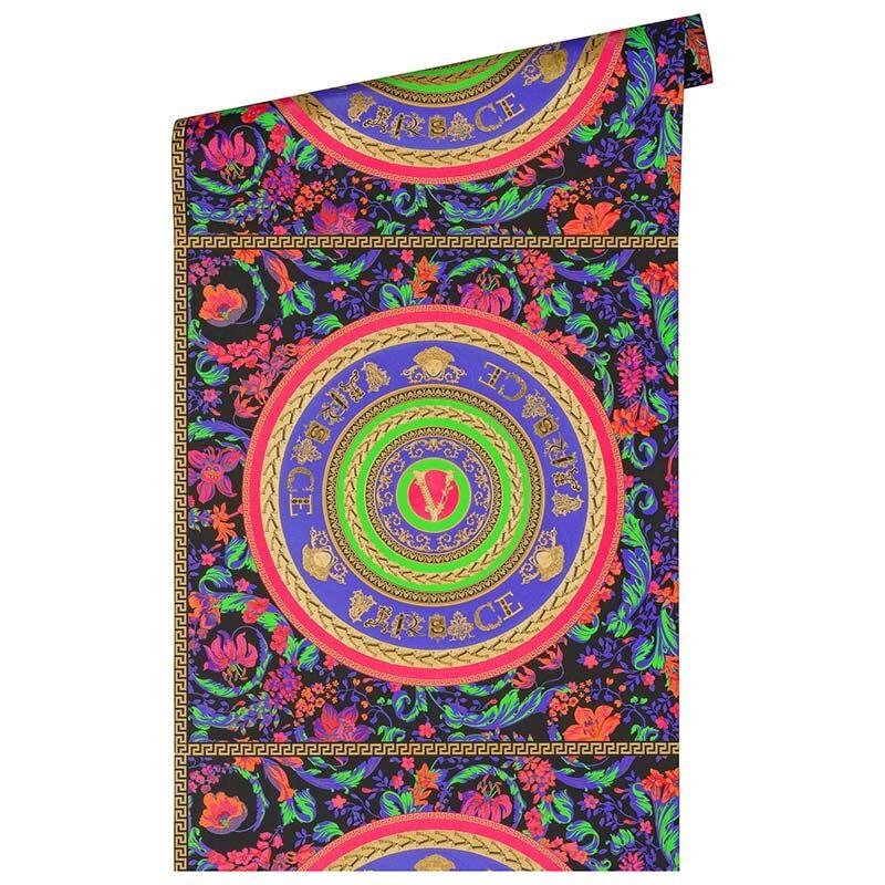 Tapete Gold, Kupfer, Grün, Lila, Flieder, Pink VERSACE Satintapete (1040260)