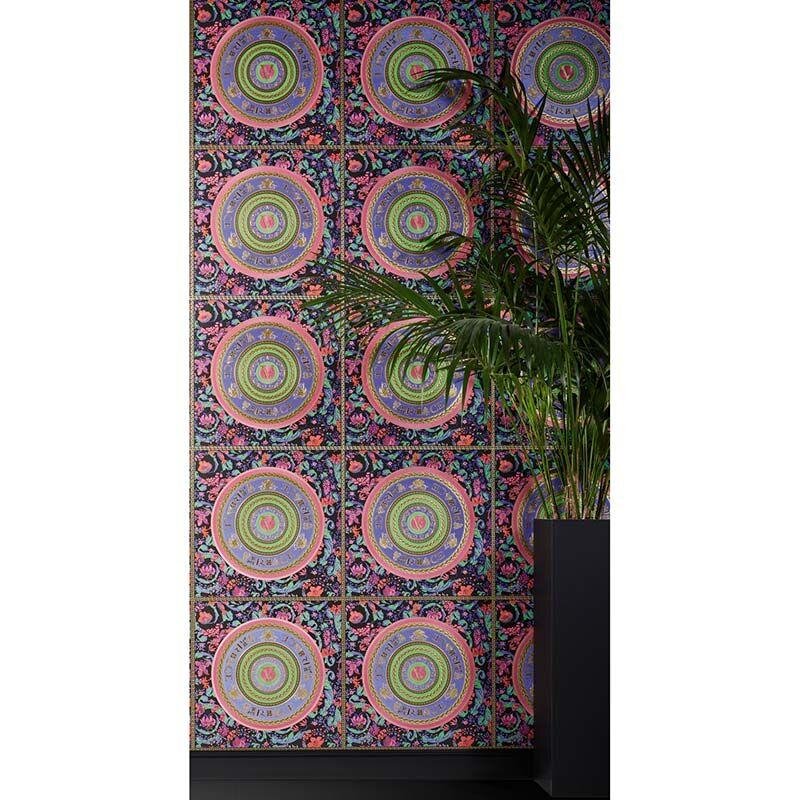 Tapete Gold, Kupfer, Grün, Lila, Flieder, Pink VERSACE Satintapete (1040260)