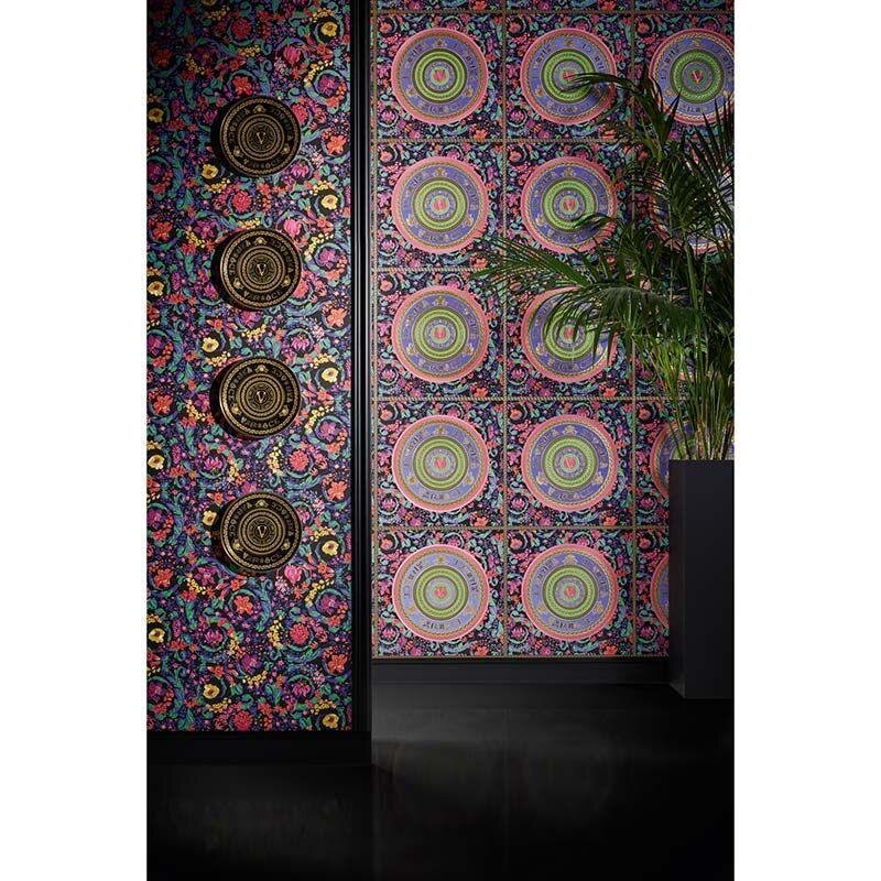 Tapete Gold, Kupfer, Grün, Lila, Flieder, Pink VERSACE Satintapete (1040260)