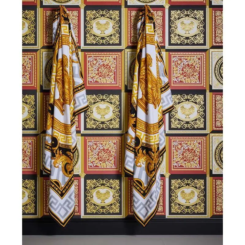 Tapete Gold, Kupfer, Rot, Schwarz-Weiß VERSACE Satintapete (1040259)