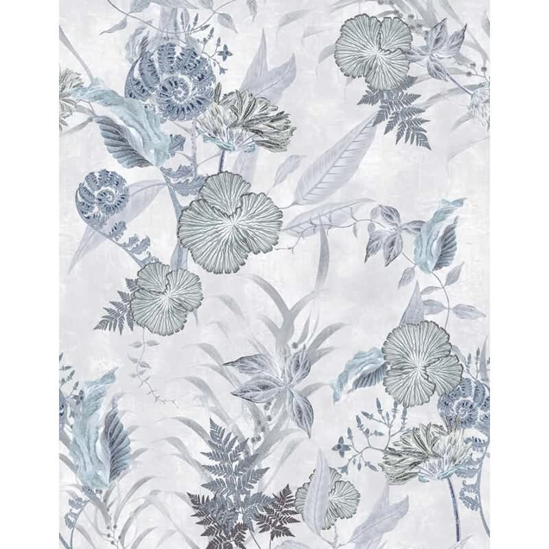 Digitaldruck Blumen, Blätter Floral Natur, Modern in Grau für Wohnzimmer, Schlafzimmer (KG-172893)
