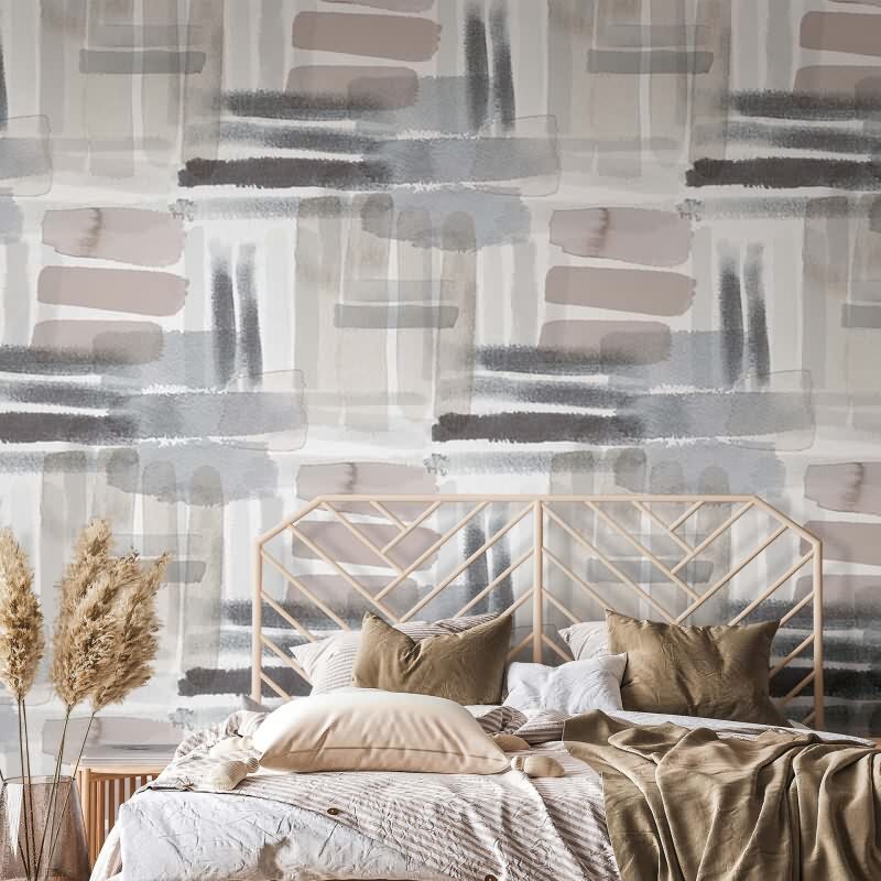 Digitaldruck Wasserfarben Grafisch Modern in Schwarz für Wohnzimmer, Schlafzimmer (KG-172898)