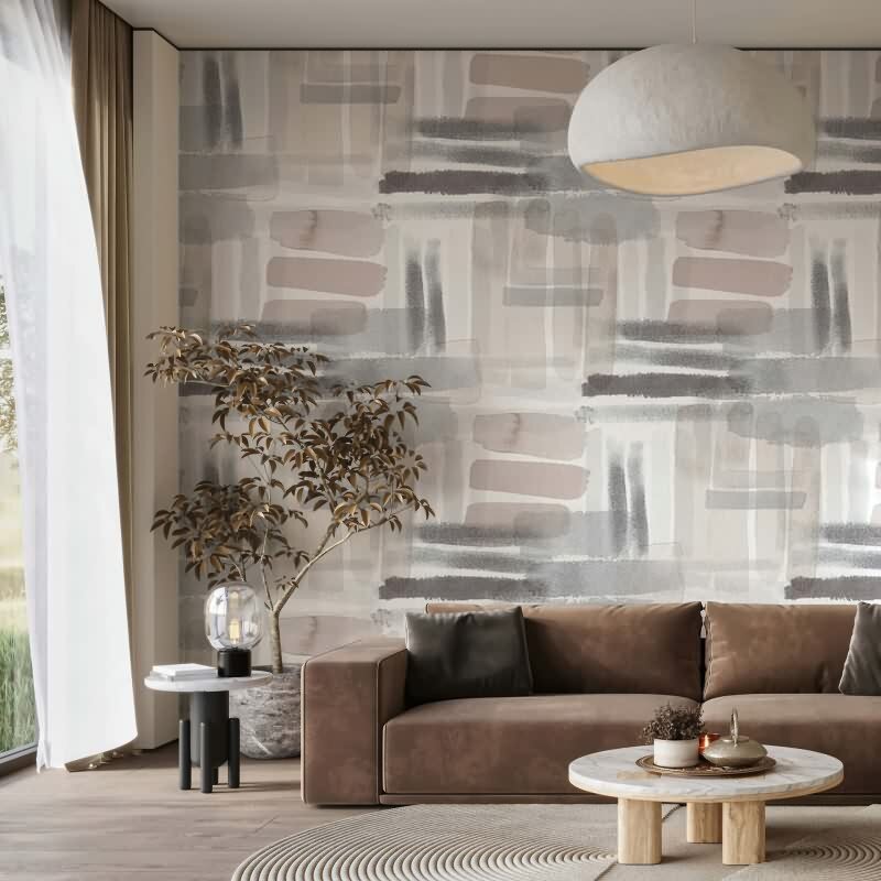 Digitaldruck Wasserfarben Grafisch Modern in Schwarz für Wohnzimmer, Schlafzimmer (KG-172898)