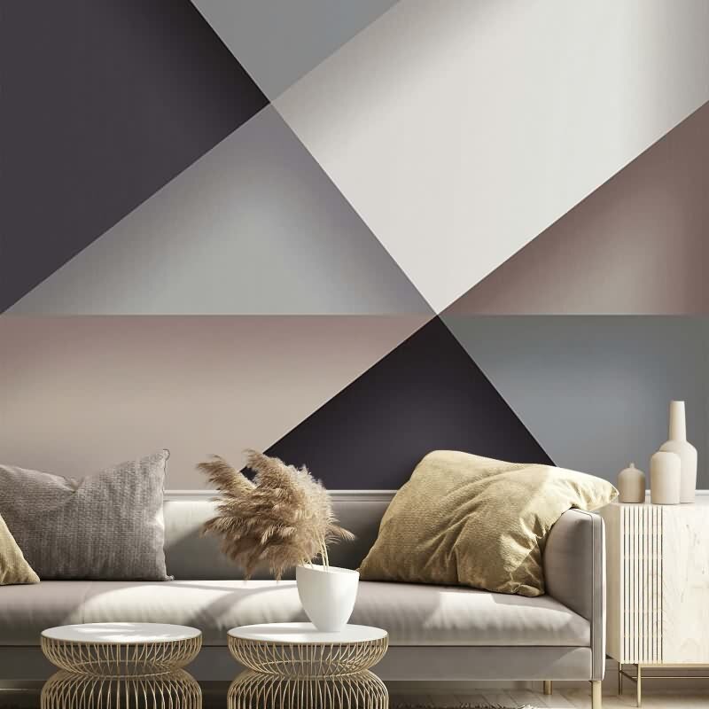 Digitaldruck 3D-Optik Grafisch Modern in Anthrazit für Wohnzimmer, Schlafzimmer (KG-172900)