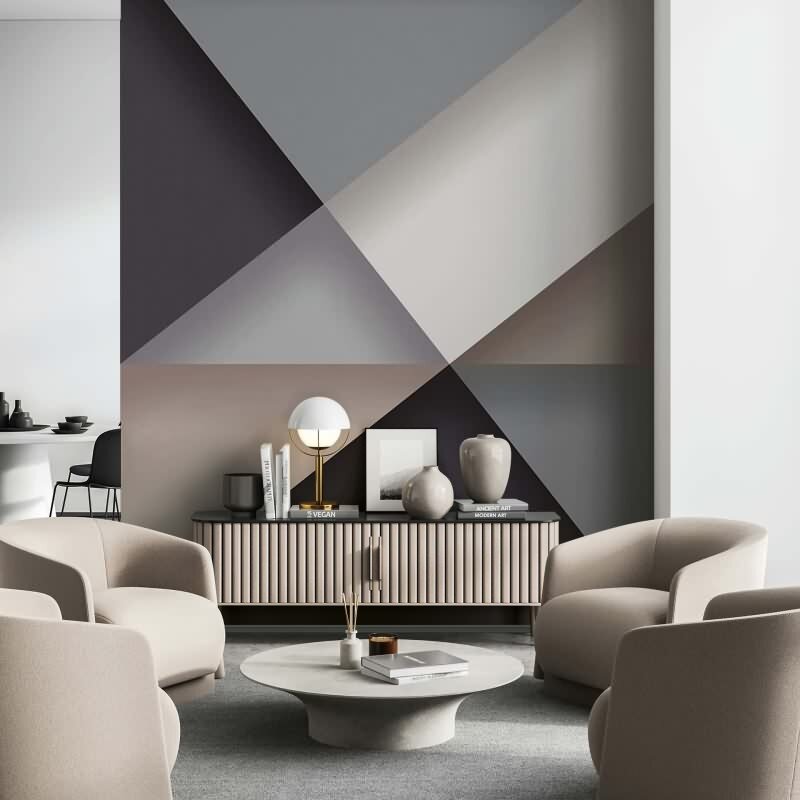 Digitaldruck 3D-Optik Grafisch Modern in Anthrazit für Wohnzimmer, Schlafzimmer (KG-172900)