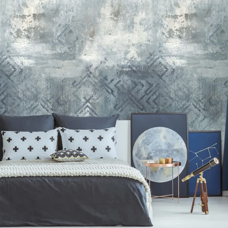 Digitaldruck Betonoptik Grafisch Modern in Grau für Wohnzimmer, Schlafzimmer (KG-172901)