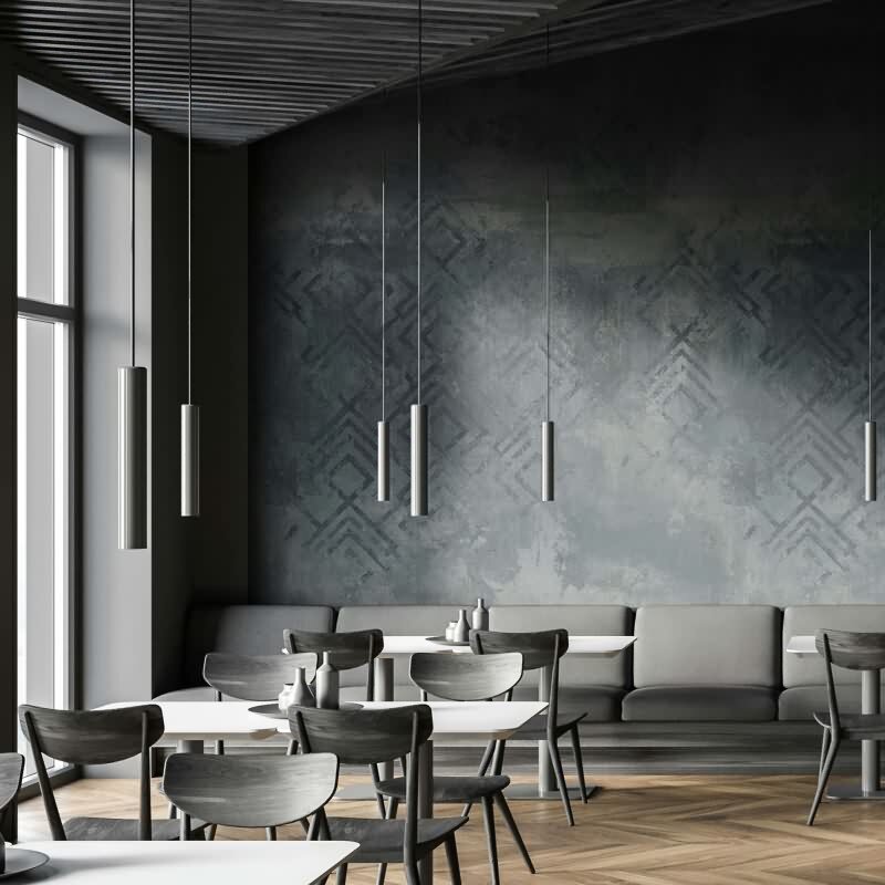 Digitaldruck Betonoptik Grafisch Modern in Grau für Wohnzimmer, Schlafzimmer (KG-172901)