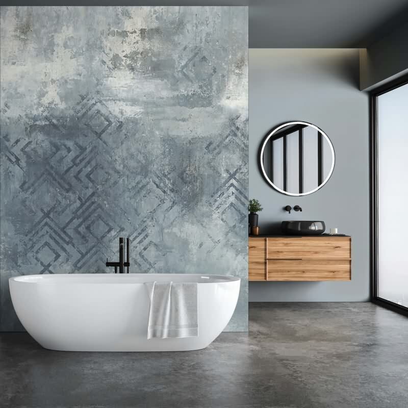 Digitaldruck Betonoptik Grafisch Modern in Grau für Wohnzimmer, Schlafzimmer (KG-172901)