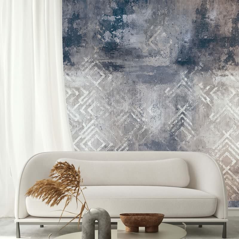Digitaldruck Betonoptik Grafisch Modern in Anthrazit für Wohnzimmer, Schlafzimmer (KG-172902)