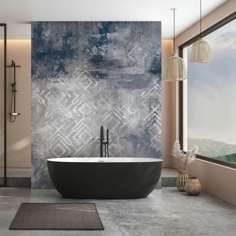 Digitaldruck Betonoptik Grafisch Modern in Anthrazit für Wohnzimmer, Schlafzimmer (KG-172902)