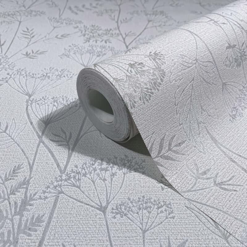 Vliestapete Blumen, Blätter Floral Natur in Grau für Wohnzimmer, Schlafzimmer (KG-172903)