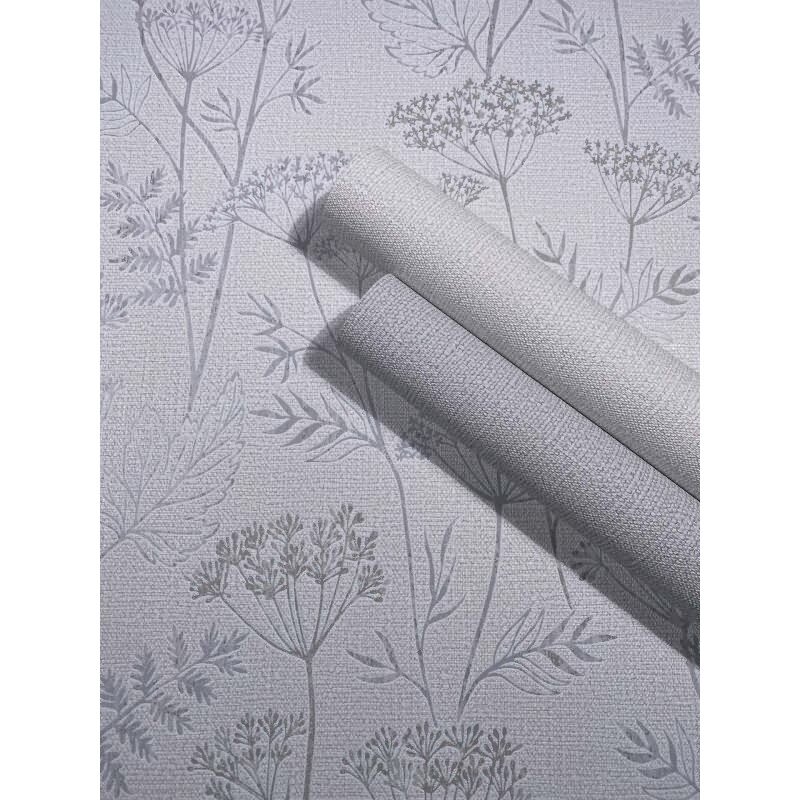 Vliestapete Blumen, Blätter Floral Natur in Grau für Wohnzimmer, Schlafzimmer (KG-172903)