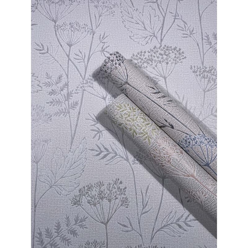 Vliestapete Blumen, Blätter Floral Natur in Grau für Wohnzimmer, Schlafzimmer (KG-172903)