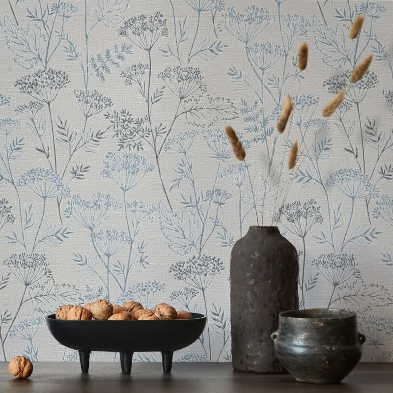 Vliestapete Blumen, Blätter Floral Natur in Grau für Wohnzimmer, Schlafzimmer (KG-172904)