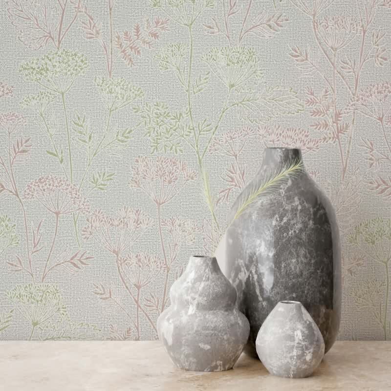 Vliestapete Blumen, Blätter Floral Natur in Grau für Wohnzimmer, Schlafzimmer (KG-172905)