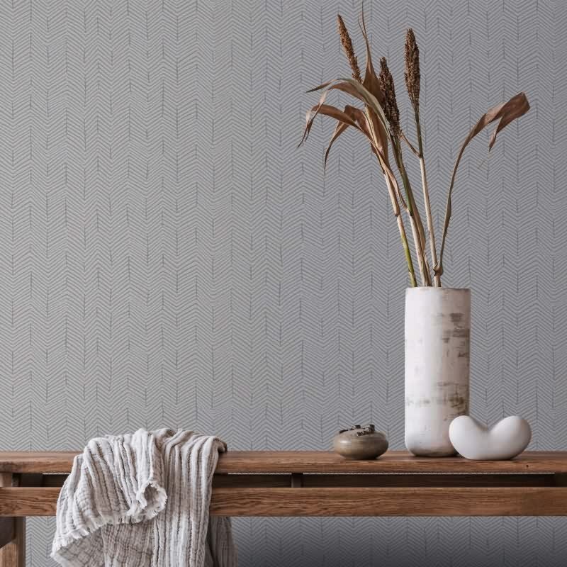 Vliestapete Fischgratmuster, 3D-Optik Grafisch Modern in Grau für Wohnzimmer, Schlafzimmer (KG-172907)