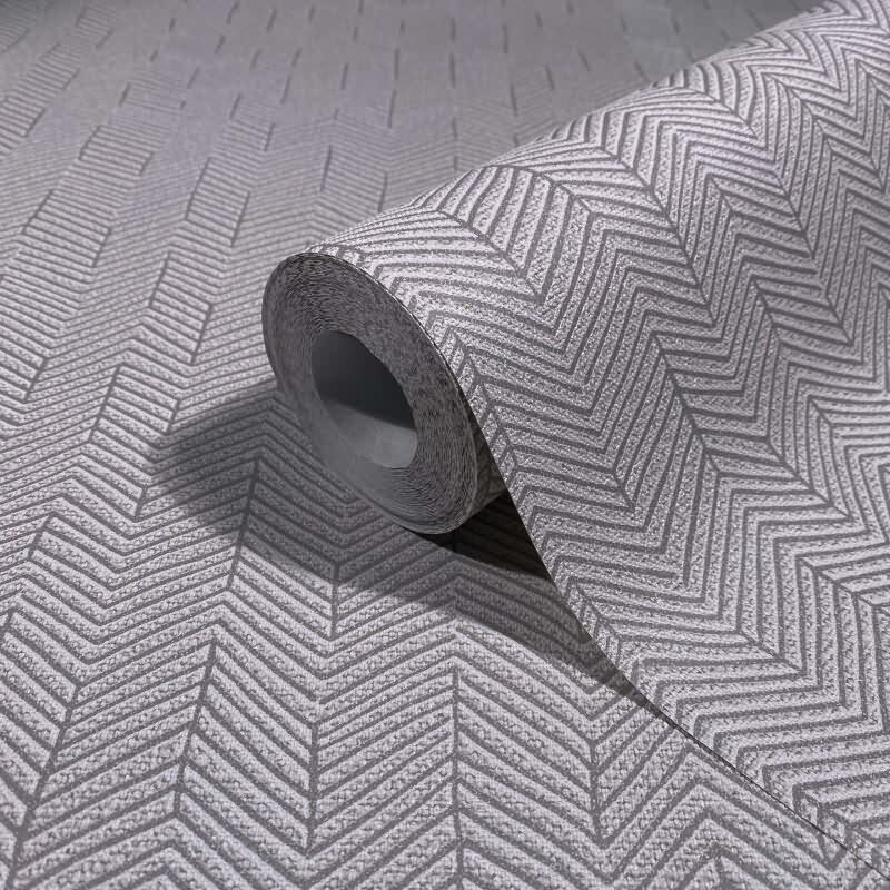 Vliestapete Fischgratmuster, 3D-Optik Grafisch Modern in Grau für Wohnzimmer, Schlafzimmer (KG-172907)