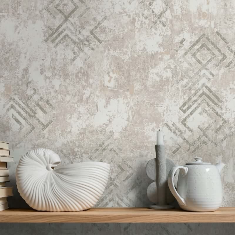 Vliestapete Betonoptik Grafisch Modern in Grau für Wohnzimmer, Schlafzimmer (KG-172919)