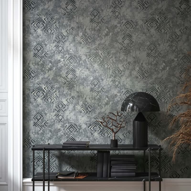 Vliestapete Betonoptik Grafisch Modern in Grau für Wohnzimmer, Schlafzimmer (KG-172921)