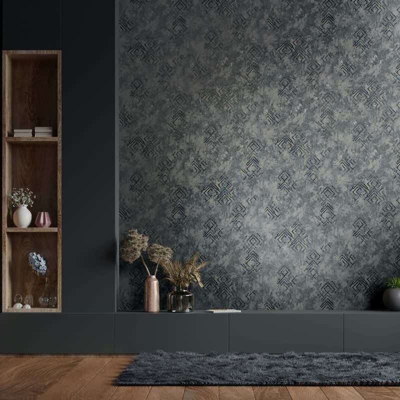 Vliestapete Betonoptik Grafisch Modern in Grau für Wohnzimmer, Schlafzimmer (KG-172921)