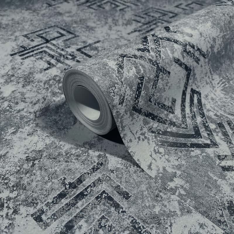 Vliestapete Betonoptik Grafisch Modern in Grau für Wohnzimmer, Schlafzimmer (KG-172921)