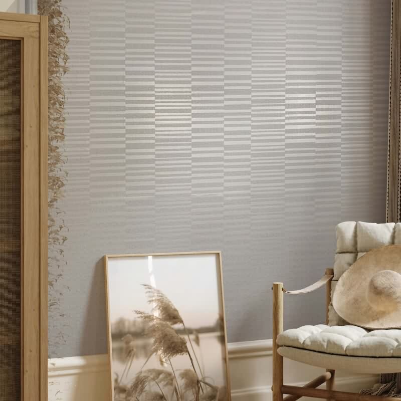 Vliestapete Querstreifen Streifen Modern in Weiß für Wohnzimmer, Schlafzimmer (KG-172929)