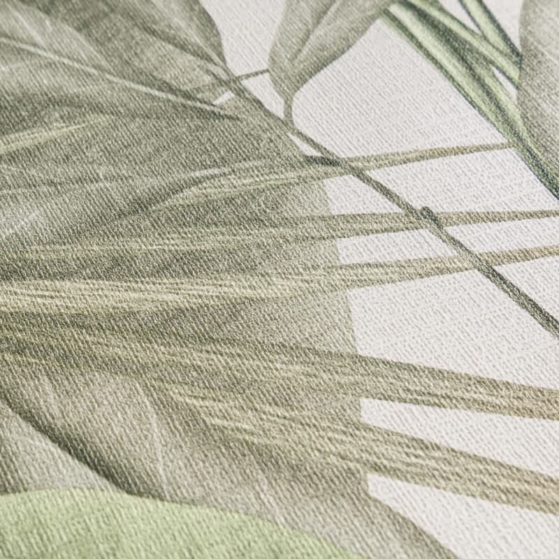 Pflanzen Tapete Grün Naturtöne Beige - Vliestapete mit Dschungelmotiv matt (KG-172936)
