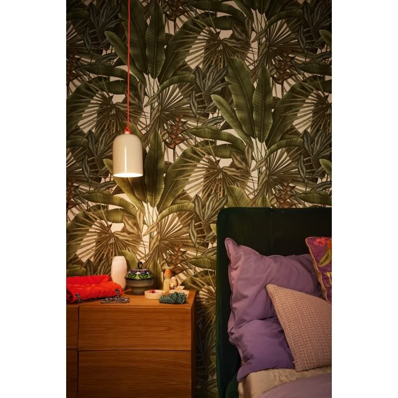 Pflanzen Tapete Grün Naturtöne Beige - Vliestapete mit Dschungelmotiv matt (KG-172936)