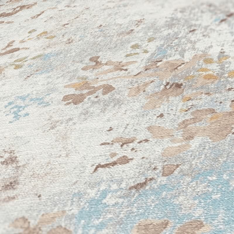 Florale Tapete Vintage Beige Blau - Vliestapete mit Ästen & Blütenmuster (KG-172946)