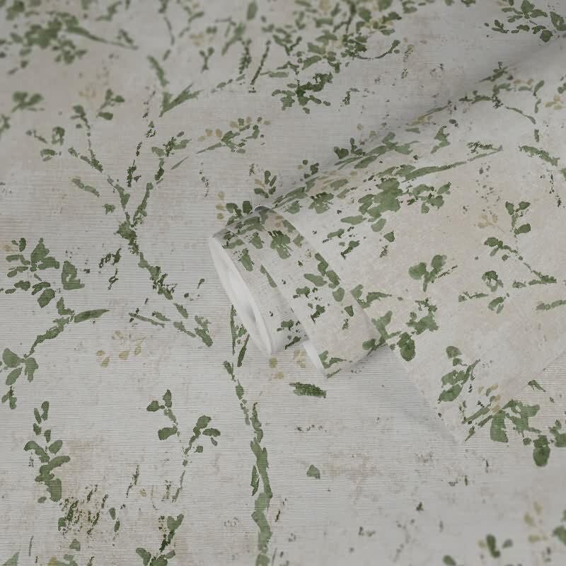 Florale Tapete Vintage Grün Beige - Vliestapete mit Ästen & Aquarelloptik (KG-172948)