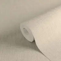 Unitapete in Leinenoptik Naturbeige - Strukturierte...