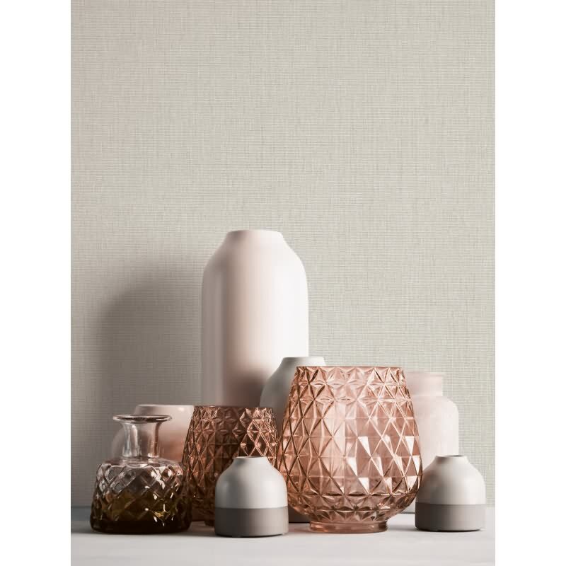 Unitapete in Leinen Optik Hellgrau - Strukturierte Vliestapete matt modern (KG-172953)