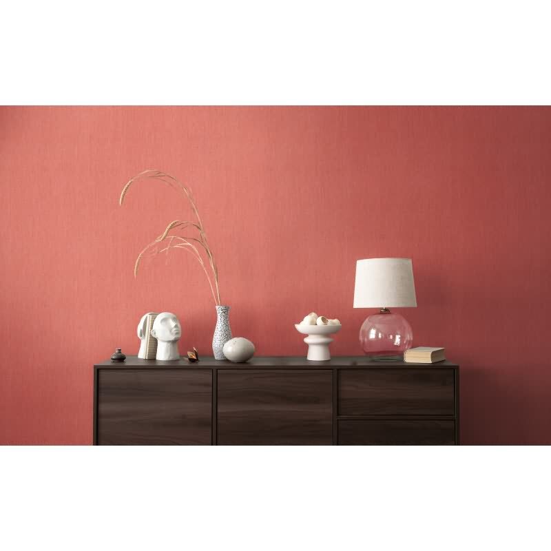 Uni Tapete in Leinen Optik Rot - Strukturierte Vliestapete matt kräftig (KG-172959)