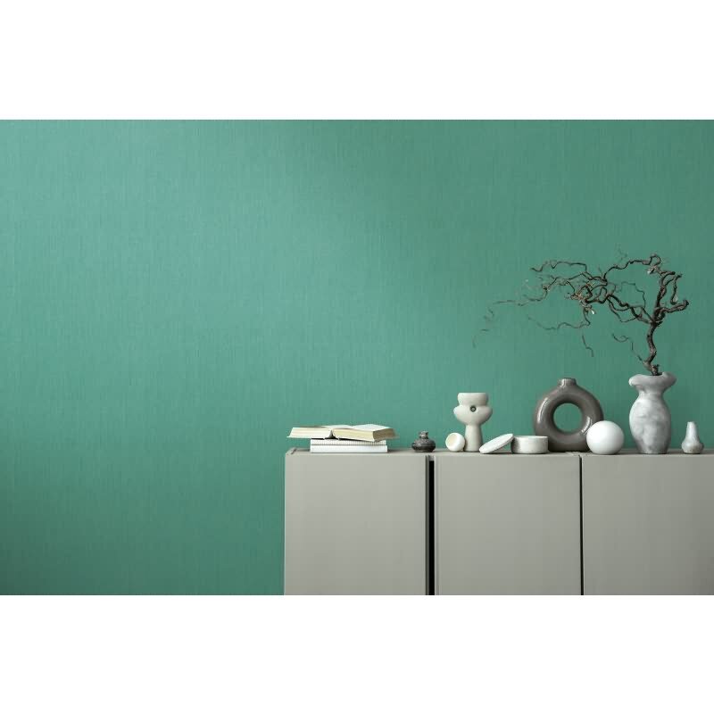 Unitapete in Leinenoptik Türkis - Strukturierte Vliestapete matt frisch (KG-172960)